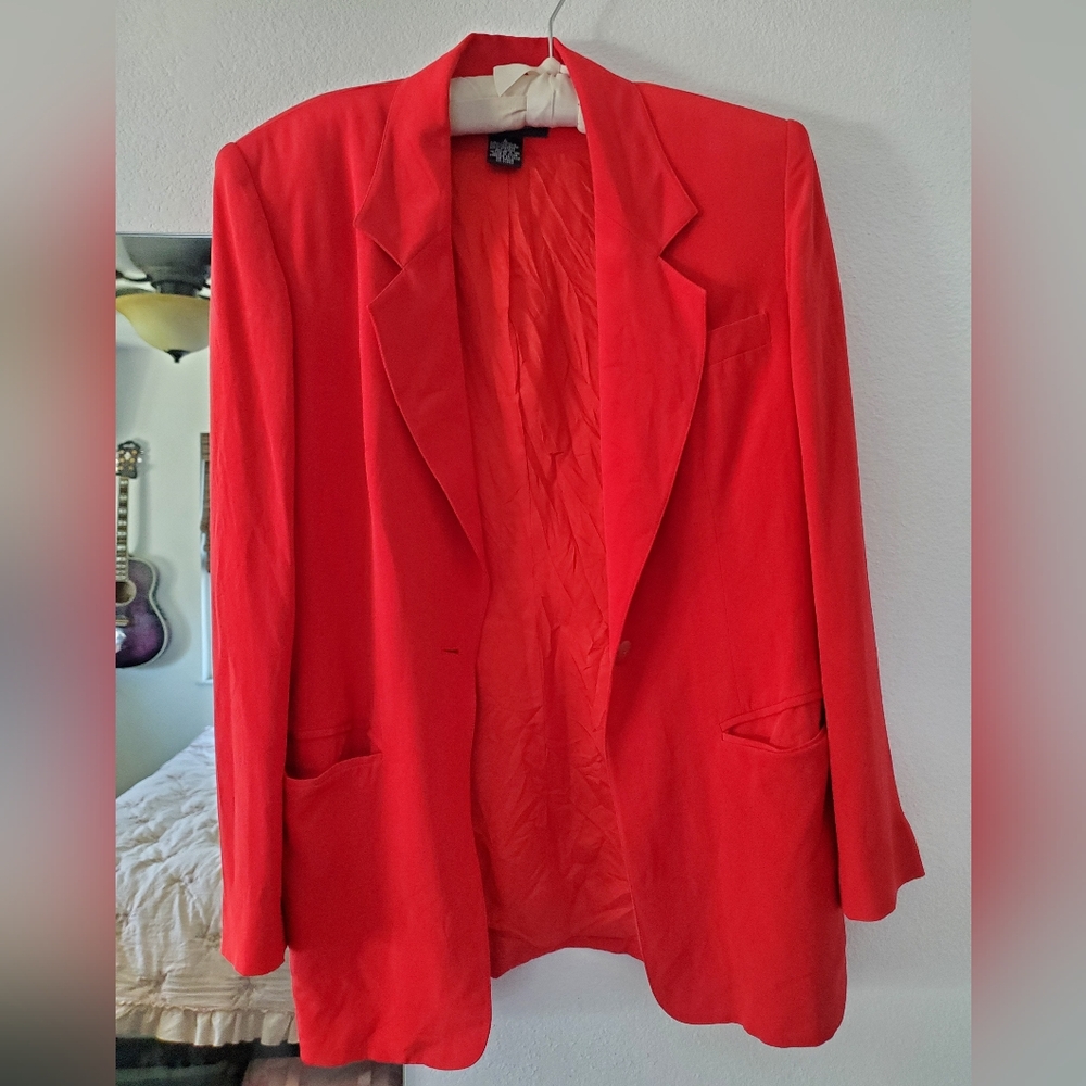 Stunning Red Silk Patrick Collection Blazer